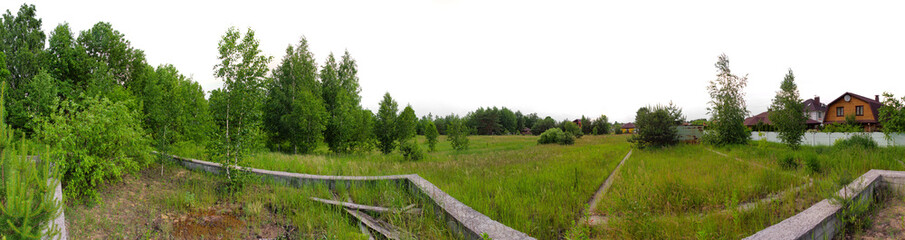 panorama of a plot of land for building a house