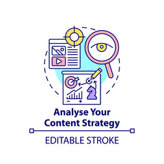 Analyse content strategy concept icon. Viral content technique abstract idea thin line illustration. Understanding target market. Vector isolated outline color drawing. Editable stroke