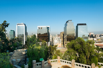 Cityscape of downtown Santiago de Chile from Santa Lucia Hill