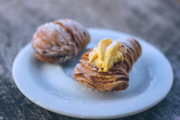 Sfogliatelle, Italian dessert with custard., pastarelle from Naples
