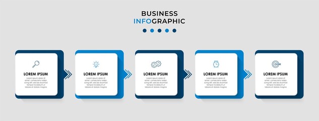 Fototapeta na wymiar Vector Infographic design business template with icons and 5 options or steps. Can be used for process diagram, presentations, workflow layout, banner, flow chart, info graph