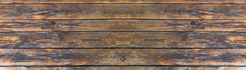 Pine planks horizontal wooden background. Long banner to insert text.