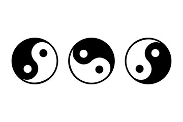 yin and yang icon white background, vector illustration - obrazy, fototapety, plakaty