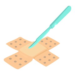 Postoperative care icon isometric vector. Medical surgical scalpel adhesive plaster. Medicine surgery