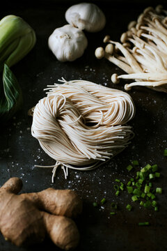 Ingredients for ramen preparation