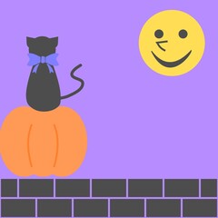 黒猫と月のハロウィンのイメージ