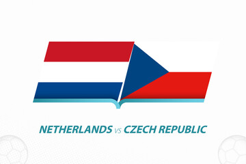 Netherlands vs Czech Republic in European Football Competition, Round of 16. Versus icon on Football background.