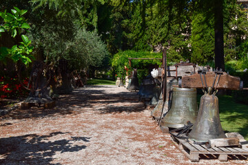 old bells in an open air museum in Italy
