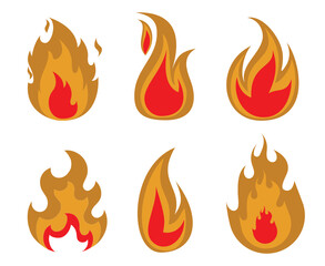 torch Fire Collection illustration design Flaming with flame with White Background