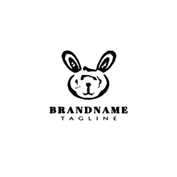 cute rabbit logo cartoon icon vector illustration