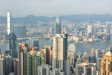 Skyline and skyscrapers of the city of Hong Kong