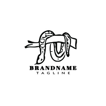 cute snake logo cartoon icon simple illustration