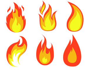 abstract torch Fire Collection design logos illustration on White Background