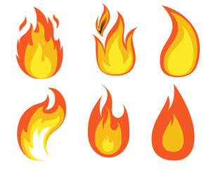 abstract torch Fire Collection design logos illustration on White Background