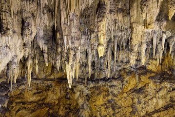 stalactites and stalagmites in large underground Cave, Beredine, Croatia