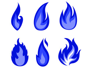 abstract Fire Collection torch design icons illustration with White Background
