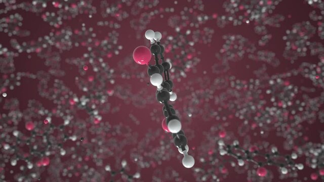 Molecule of anthraquinone, conceptual molecular model. Conceptual looping 3d animation
