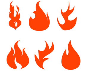 Fire torch Collection design with flame illustration with Background White
