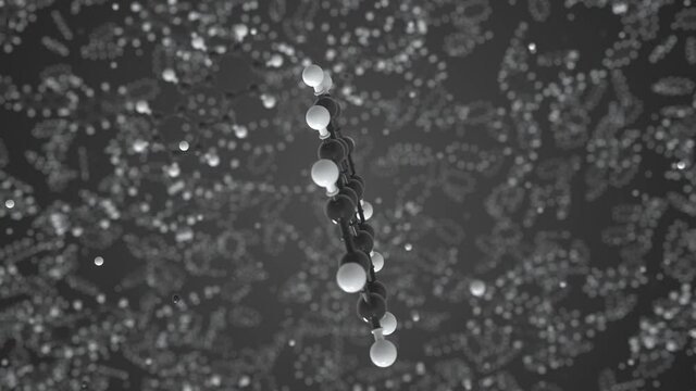 Molecule of anthracene, conceptual molecular model. Conceptual looping 3d animation