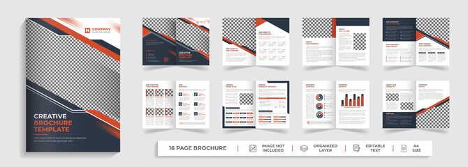 Corporate modern bi fold brochure template and company profile with creative abstract shapes annual report design ,Multipurpose editable proposal template - obrazy, fototapety, plakaty