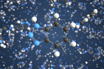 Benzotriazole molecule. Conceptual molecular model. Chemical 3d rendering