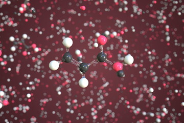 Acrylic acid molecule. Conceptual molecular model. Chemical 3d rendering