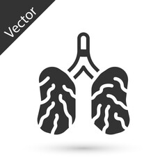 Fototapeta premium Grey Disease lungs icon isolated on white background. Vector