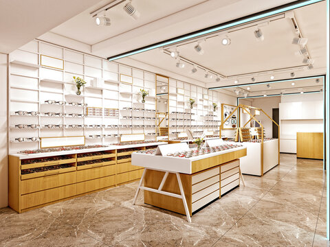 3d render of eye glass shop