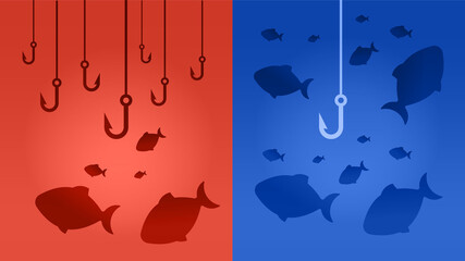 Red ocean or blue ocean strategy is a concept of marketing. The market share analysis is an infographic vector diagram presentation for business planning and product development to be a niche market. © Whale Design 