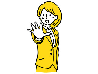 待った STOP 注意 女性 シンプル イラスト