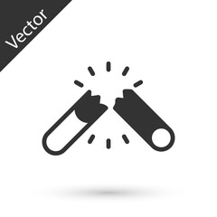 Grey Broken cigarette icon isolated on white background. Tobacco sign. Smoking symbol. Vector