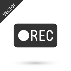 Grey Record button icon isolated on white background. Rec button. Vector
