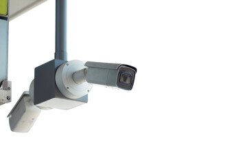 2 security cameras on a separate ceiling mounted arm