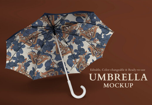 Umbrella Mockup with Vintage Butterfly Pattern
