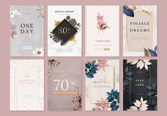 Editable Floral Layout Frame Collection
