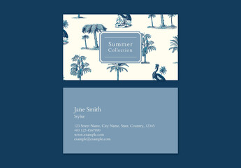 Editable Business Card Layout in Blue Tropical theme