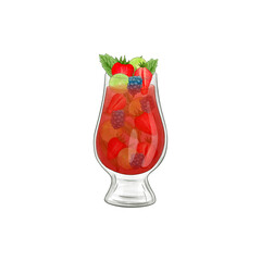 watercolor glass cocktail in an elegant cup isolated on white background. continuous line drawing doodle minimalist design.