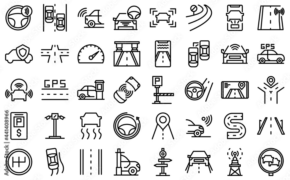 Poster road sensors icons set. outline set of road sensors vector icons for web design isolated on white ba
