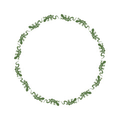 Decorative framing from lizards going in a circle. Lizards path on circle. Frame on topic wildlife. Vector illustration