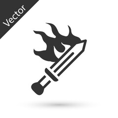 Grey Sword for game icon isolated on white background. Vector