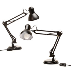 Black reading table lamp isolated over the white background 