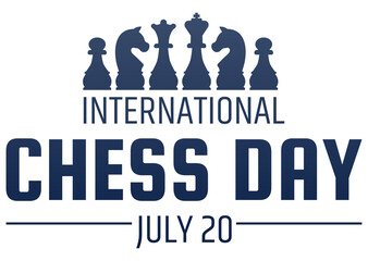 Chess day greeting card. Chess knight silhouette. International chess day. 20 july