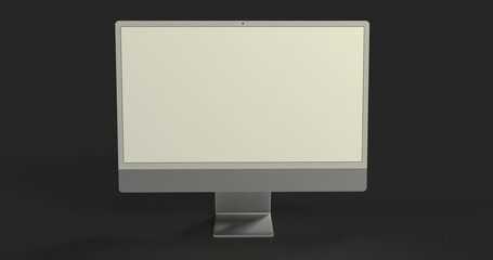 Computer display mock up with blank white screen. Stylish desktop computer mockup 3D