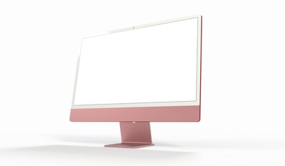 Computer display with blank white screen 3d