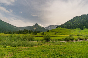Fototapeta premium Comfortable circular hike near Schönenbach in Vorarlberg, Austria