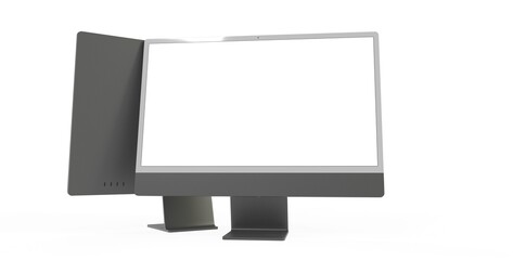 Copy of Realistic Computer, 3D Monitor, in Imac style isolated. dark grey black
