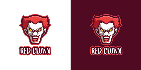 Red Scary Clown Mascot Character Logo Template