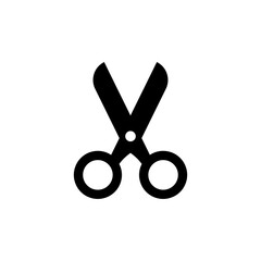 Simple Flat Scissors Icon Illustration Design, Silhouette Scissors Symbol Isolated on White Background Template Vector