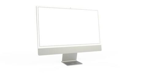 Computer display with blank white screen 3d grey