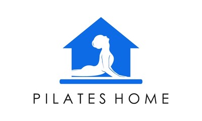 Woman Silhouette logo design Sitting in house Pilates